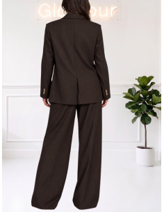 Blazer Doppiopetto Gessato Moro in Punto Milano -...