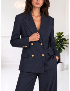 Blazer Doppiopetto Gessato Blu Tensione In | 27B5061AI26CAMP