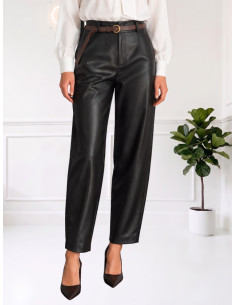 Pantalone ecopelle chino NERO