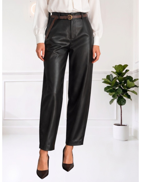 Pantalone ecopelle chino NERO