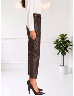 Pantalone ecopelle chino MORO