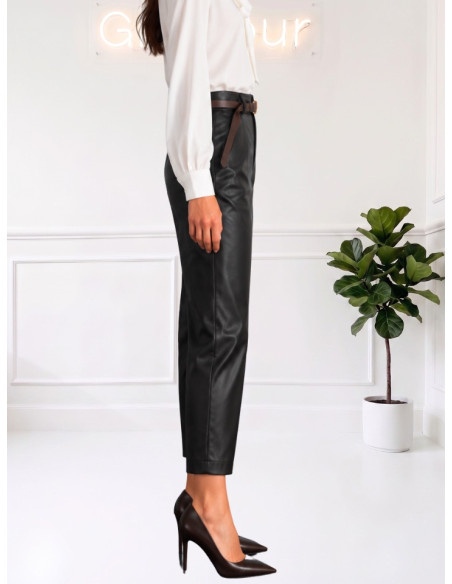 Pantalone ecopelle chino NERO