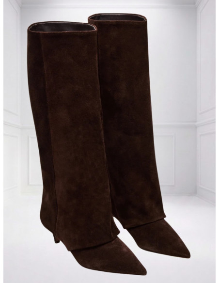 Steve Madden Luca Stivale Marrone Suede Kitten Heel