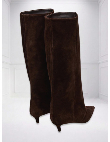 Steve Madden Luca Stivale Marrone Suede Kitten Heel