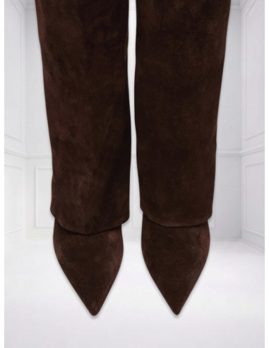 Steve Madden Luca Stivale Marrone Suede Kitten Heel