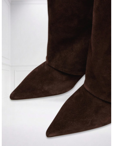 Steve Madden Luca Stivale Marrone Suede Kitten Heel