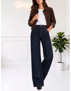 Jeans denim scuro toppe anteriori