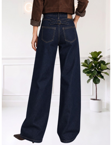 Jeans Wide Leg Donna Denim Scuro con Tasche | Motel