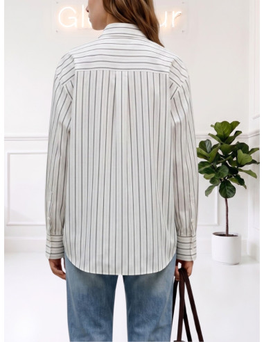 Camicia Donna Rigata Bianco/Nero con Cravatta | Vero Moda