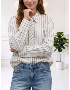 Camicia Donna Rigata Bianco/Nero con Cravatta | Vero Moda