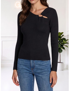 Maglioncino Donna Nero con Inserto Metallico | Vero Moda