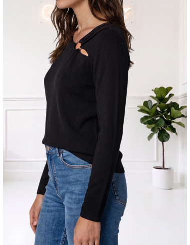 Maglioncino Donna Nero con Inserto Metallico | Vero Moda