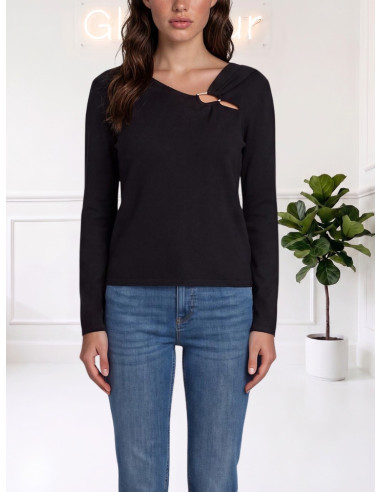 Maglioncino Donna Nero con Inserto Metallico | Vero Moda