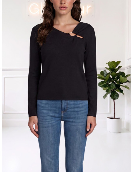 Maglioncino Donna Nero con Inserto Metallico | Vero Moda