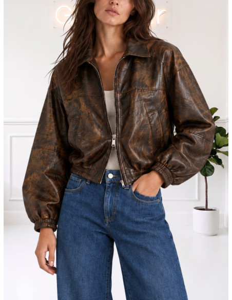 Giacca bomber pelle spazzolato