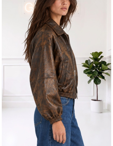 Giacca bomber pelle spazzolato