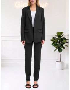 Blazer Lungo in Maglia Nero - ICHI