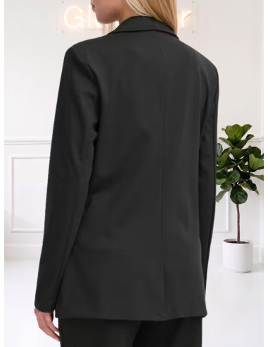 Blazer Lungo in Maglia Nero | ICHI
