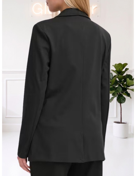 Blazer Lungo in Maglia Nero | ICHI