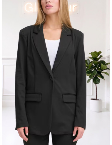Blazer Lungo in Maglia Nero | ICHI