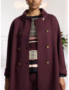 Cappottino Doppiopetto con Bottoni Gioiello Bordeaux -...