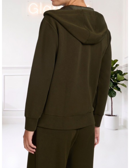 Felpa Donna con Cappuccio e Zip Verde | Elena Mirò