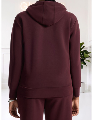 Felpa Donna con Cappuccio e Zip Bordeaux | Elena Mirò