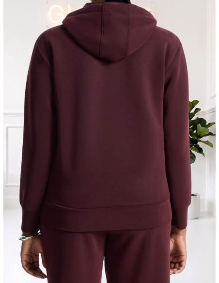 Felpa Donna con Cappuccio e Zip Bordeaux | Elena Mirò