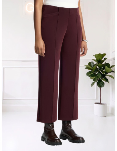 Pantalone Cropped con Riga Centrale Bordeaux | Elena Mirò
