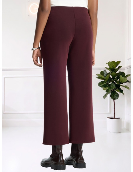 Pantalone Cropped con Riga Centrale Bordeaux | Elena Mirò