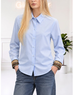 Camicia con ricami AZZURRO