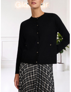 Cardigan Girocollo Nero con Bottoni | Elena Mirò