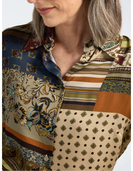 Camicia Donna Fantasia Patchwork Multicolor | Elena Mirò