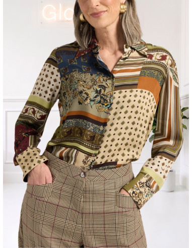 Camicia Donna Fantasia Patchwork Multicolor | Elena Mirò
