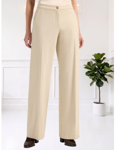 Pantalone Palazzo a Gamba Ampia Avorio | Elena Mirò
