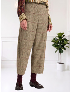 Pantalone Cropped a Gamba Ampia Check | Elena Mirò