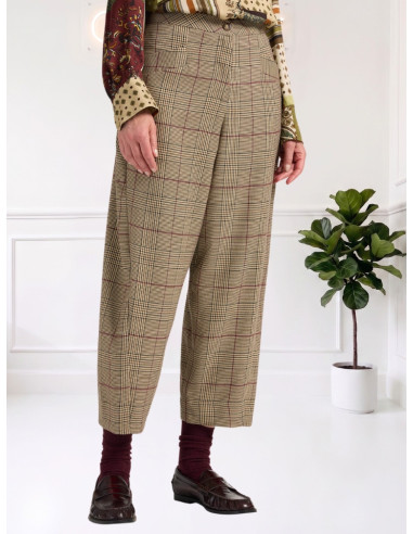 Pantalone Cropped a Gamba Ampia Check | Elena Mirò