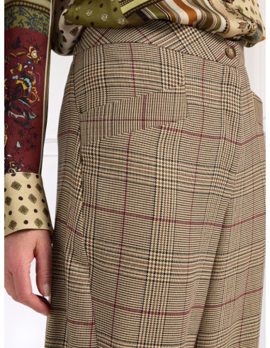 Pantalone Cropped a Gamba Ampia Check | Elena Mirò