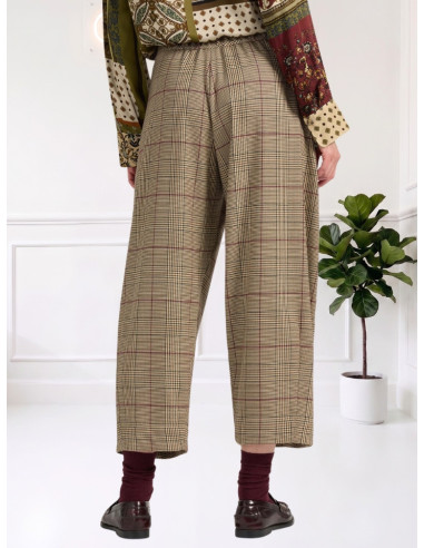 Pantalone Cropped a Gamba Ampia Check | Elena Mirò
