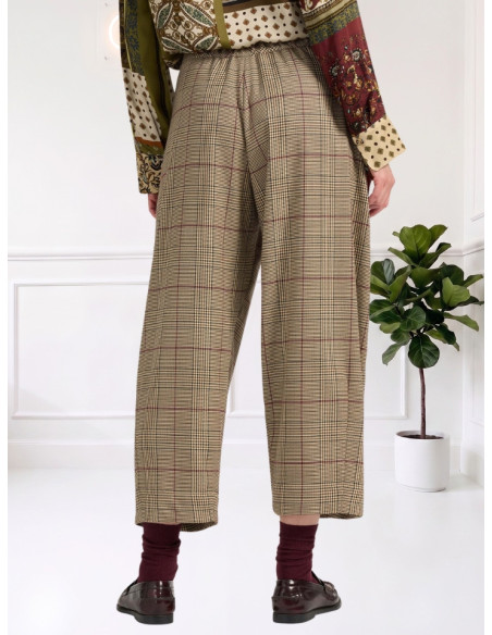 Pantalone Cropped a Gamba Ampia Check | Elena Mirò