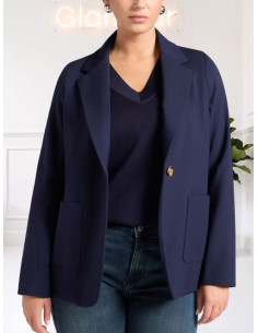 Blazer Monopetto con Tasche Applicate Blu | Elena Mirò