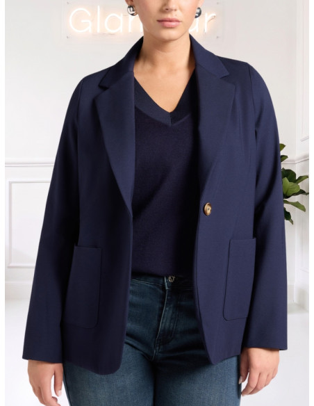 Blazer Monopetto con Tasche Applicate Blu | Elena Mirò