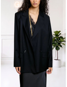 Giacca Doppiopetto Oversize Nero | Two Way