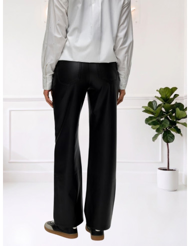 Pantalone wide similpelle nero 10310878