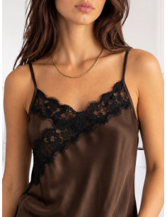 Top satin con pizzo MORO