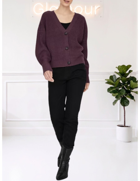 Cardigan bottoni tartarugati bordeaux