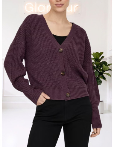 Cardigan bottoni tartarugati bordeaux