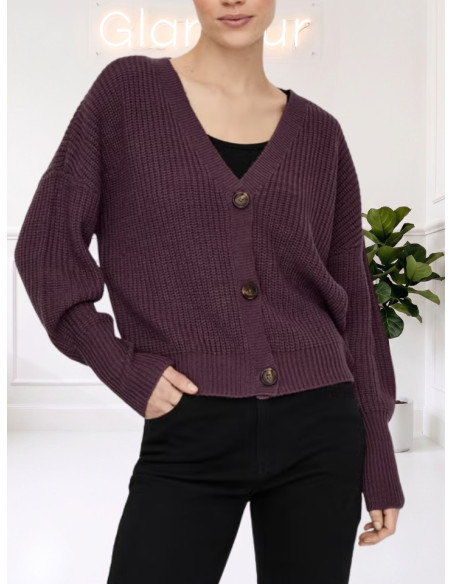 Cardigan bottoni tartarugati bordeaux