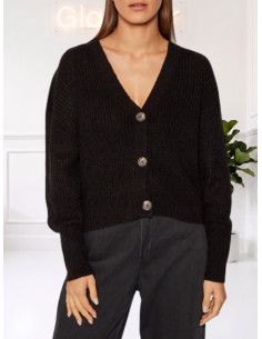 Cardigan nero donna con bottoni tartarugati Vero Moda
