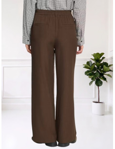 Pantalone Wide Leg con Elastico Moro - ICHI